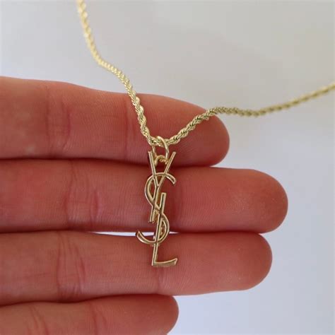 vintage ysl logo pendant necklace|ysl necklace men.